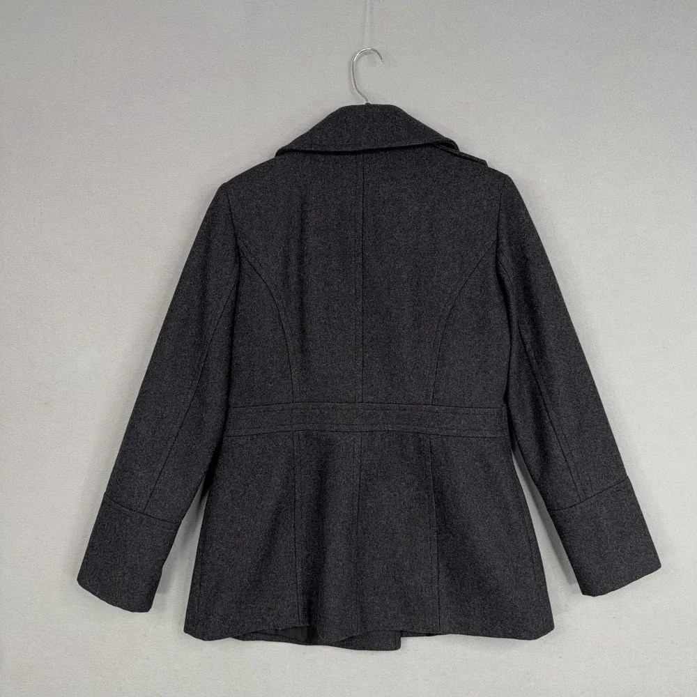 Michael Kors Coat Womens Small Gray Wool Blend Peacoat Double Breasted Jacket